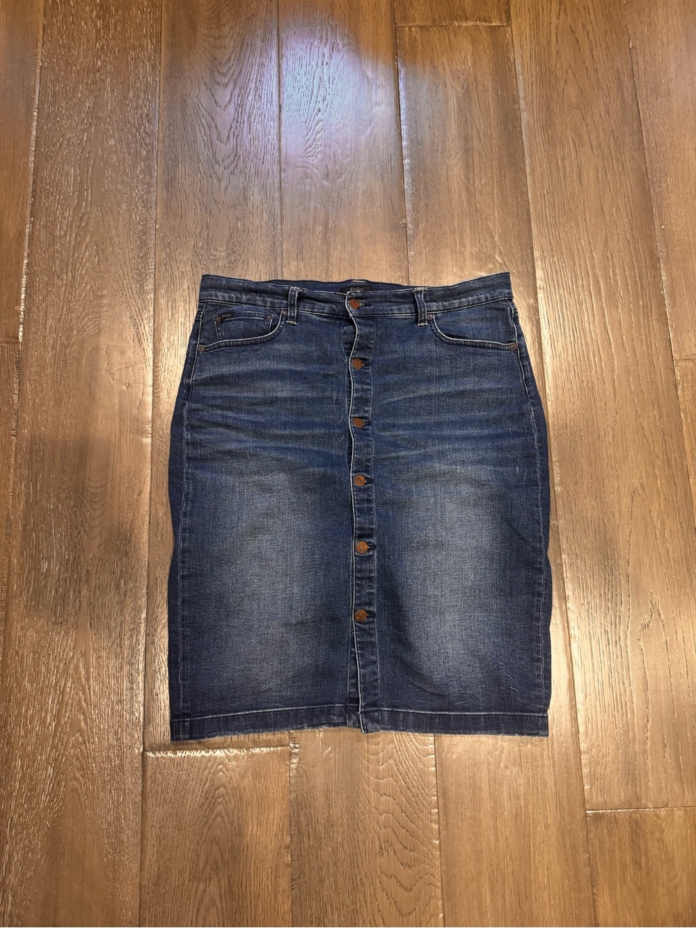 Ralph Lauren Blue Denim Skirt with Branded Waist
